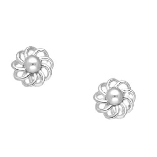 Girls Earrings With A Sterling Silver Wave Frame Edge