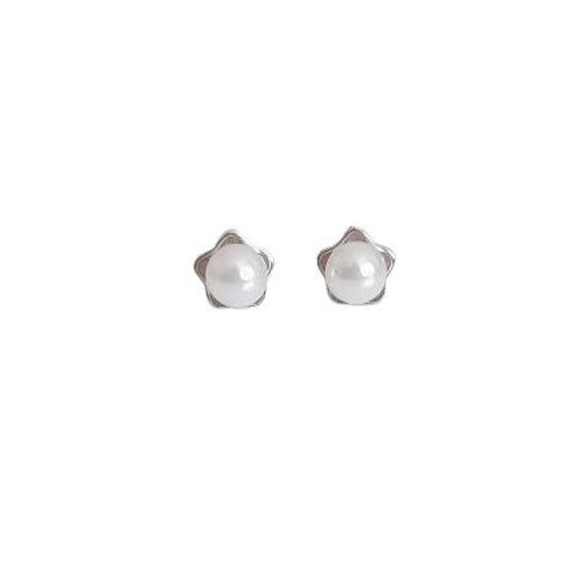 Girls Silver Edged Communion Pearl Centre Earrings