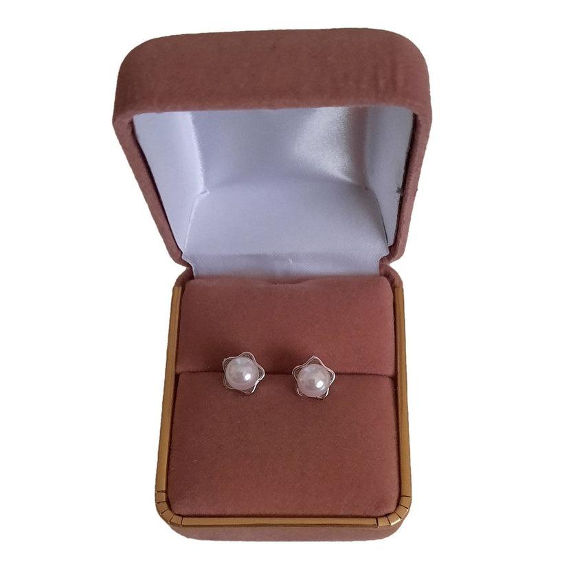 Girls Silver Edged Communion Pearl Centre Earrings