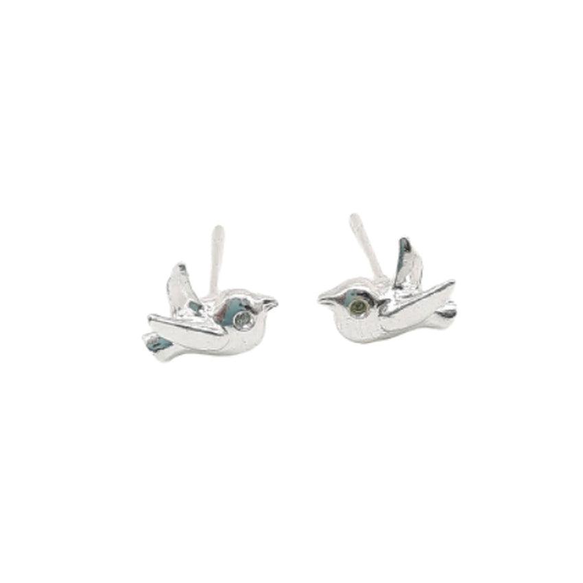 Girls Silver Plated Flying Dove Design Confirmation Earrings
