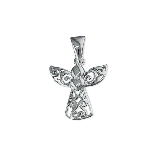 Girls Size Pretty Filigree Sterling Silver Angel Pendant