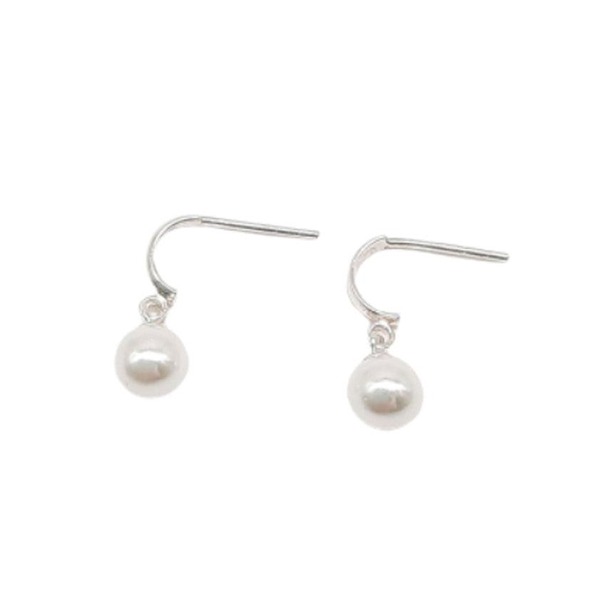 Girls Slight Drop Sterling Silver Pearl Communion Earrings