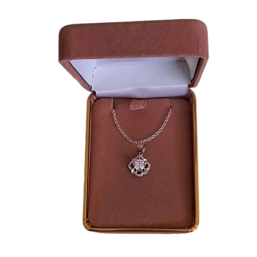 Girls Small Silver Embellished CZ Flower Pendant