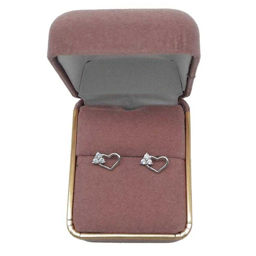 Girls Small Silver Heart Earrings