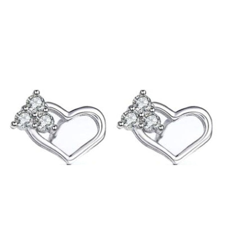 Girls Small Silver Heart Earrings