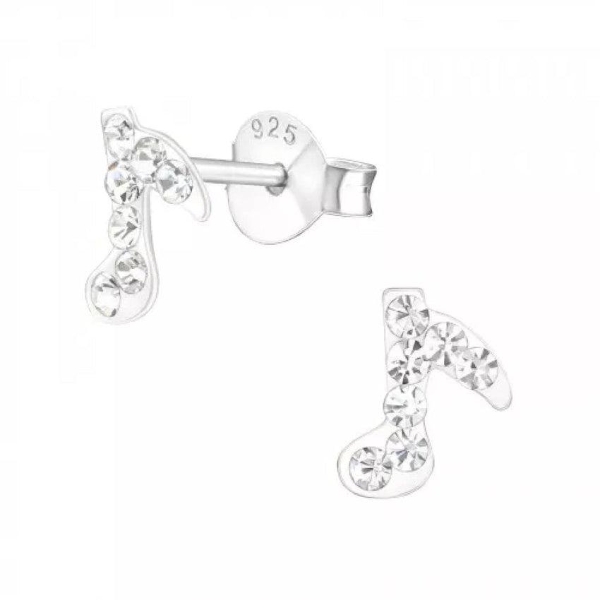 Girls Small Sterling Silver Musical Note Earrings