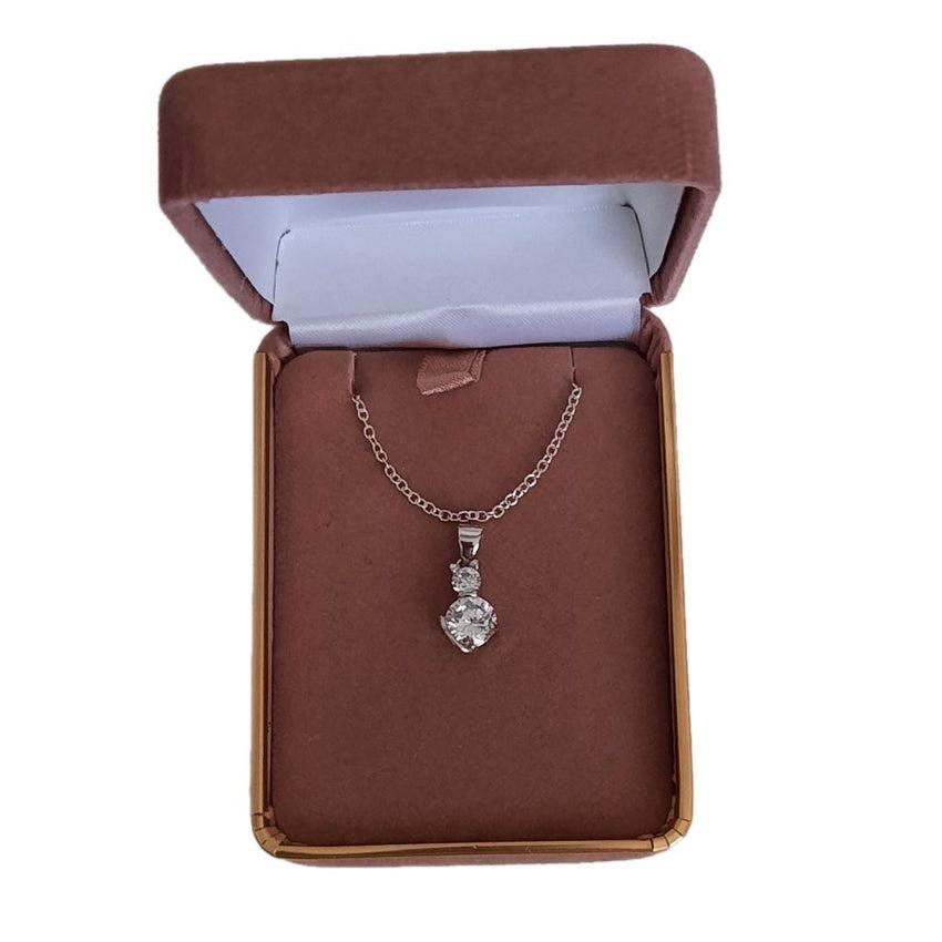 Girls Small White Cubic Zirconia Stone Sitting Cat Pendant