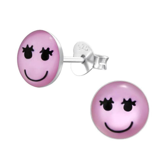 Girls Sterling Silver Emoji Earrings