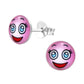 Girls Sterling Silver Pink Smiley Emoji Earrings