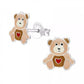 Girls Sterling Silver Teddy Bear Earrings