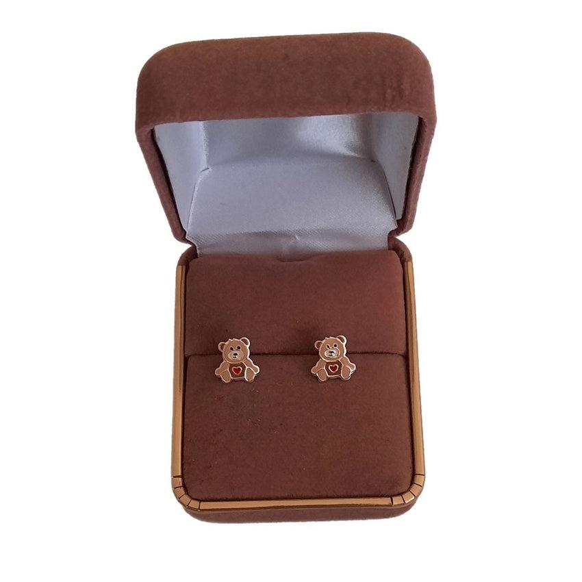 Girls Sterling Silver Teddy Bear Earrings
