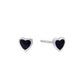 Girls Tiny Black Heart Silver Earrings