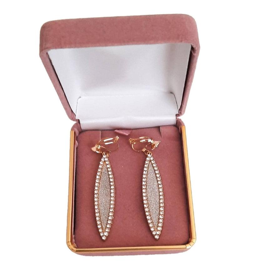 Glitter And Diamante Clip On Earrings