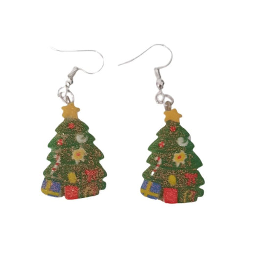 Glitter Christmas Tree Earrings