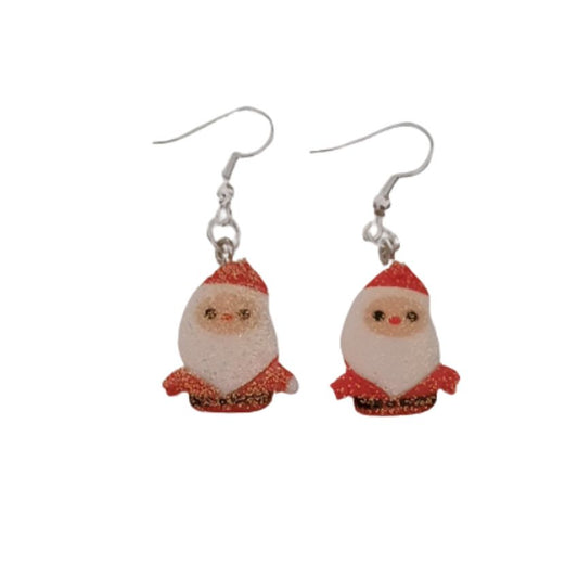 Glitter Santa Christmas Earrings