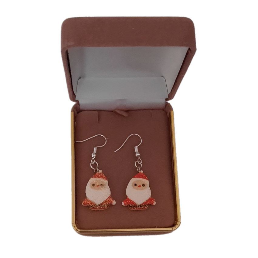 Glitter Santa Christmas Earrings(2)