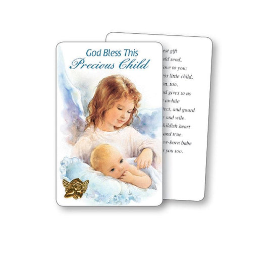 God Bless This Precious Child Boy Prayer Card