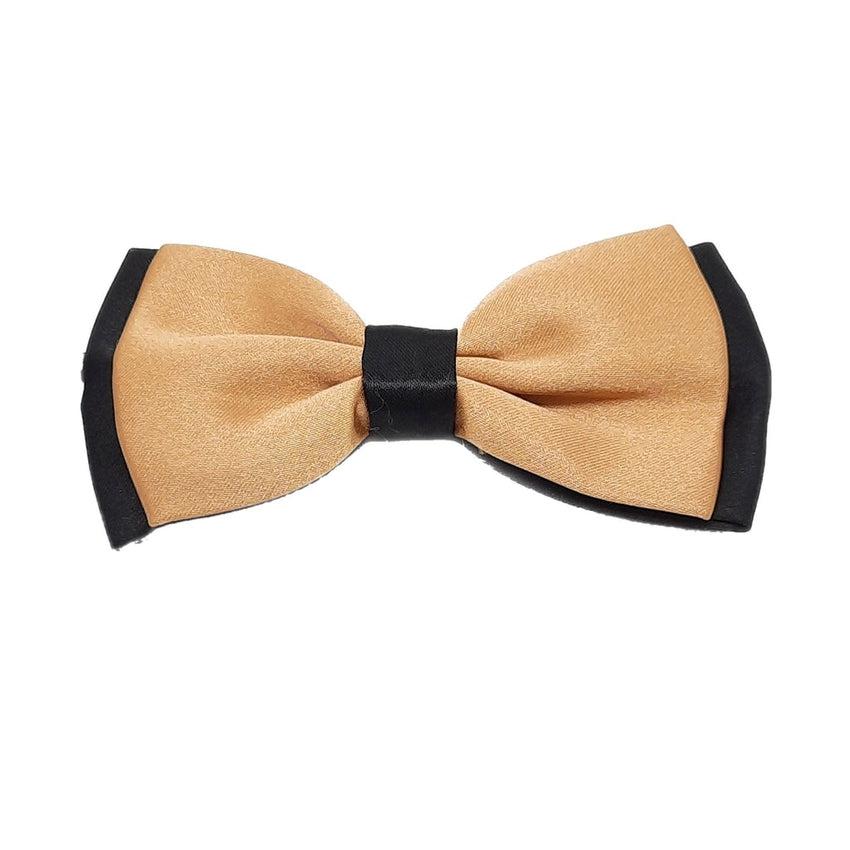 Gold Adjustable Bow Tie With Black Edges