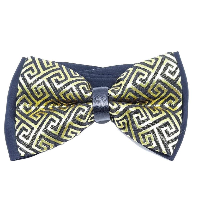 Gold And Black Omega Pattern Bow Tie