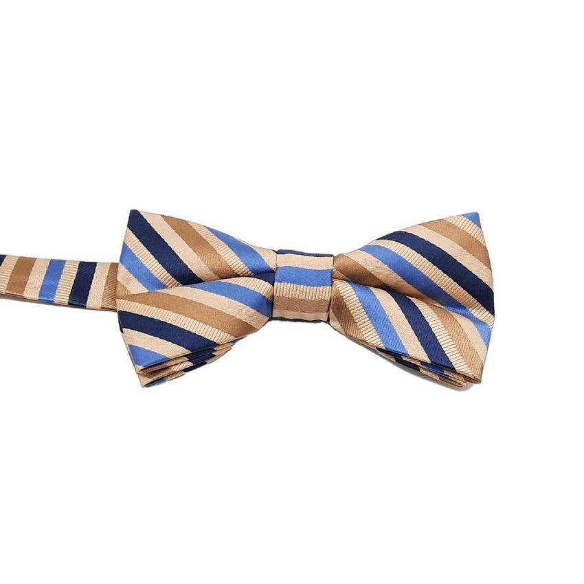 Gold And Blue Striped Design Adjustable Bow Tie
