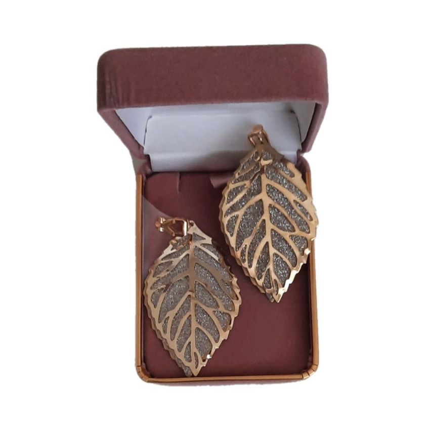 Gold And Diamante Leaf Clip On Earrings