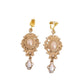 Gold Chandelier Pearl Drop Clip On Earrings