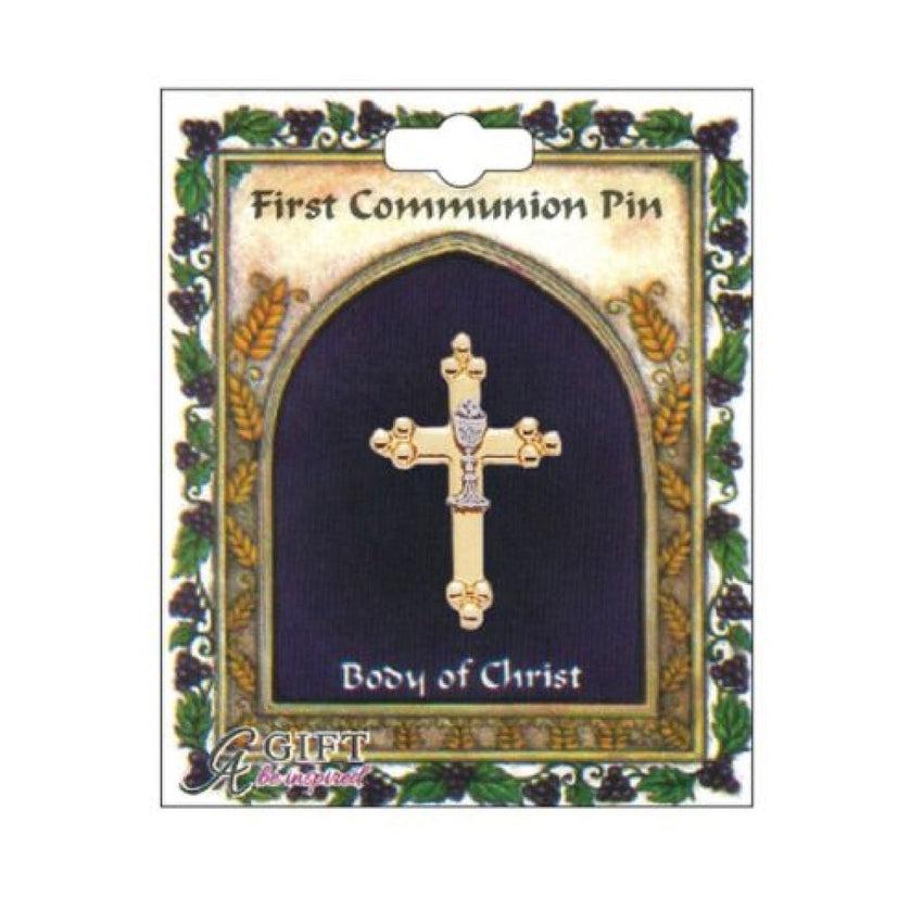 Gold Colour Cross Communion Lapel Pin Badge