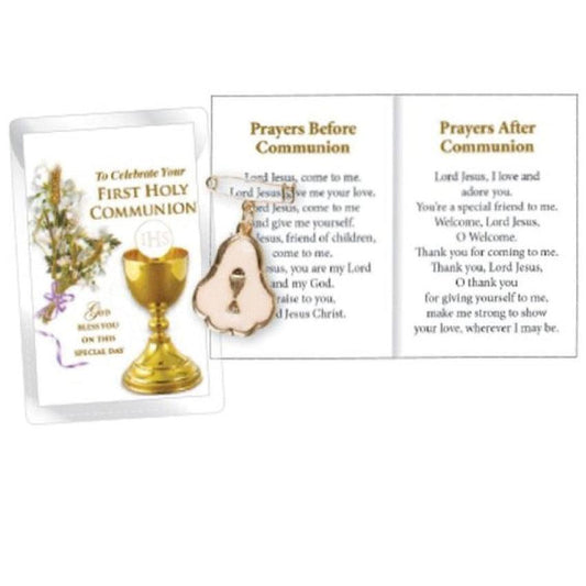 Gold Communion Medal With Prayer Booklet