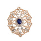 Gold Diamante Brooch With Blue Stone