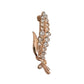 Gold Diamante Leaf Slim Brooch