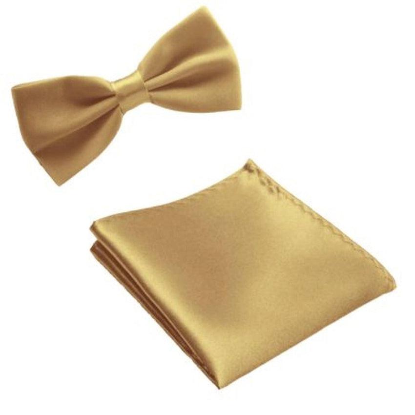 Gold Dicky Bow And Hanky Matching Set