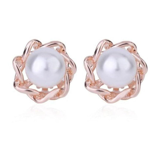 Gold Knot With Pearl Clip On Earrings