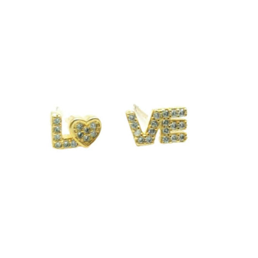 Gold Plated Crystal LOVE Earrings