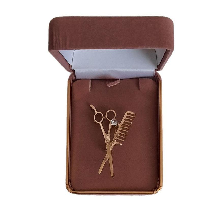Gold Scissors And Comb Brooch – Silverbling.ie