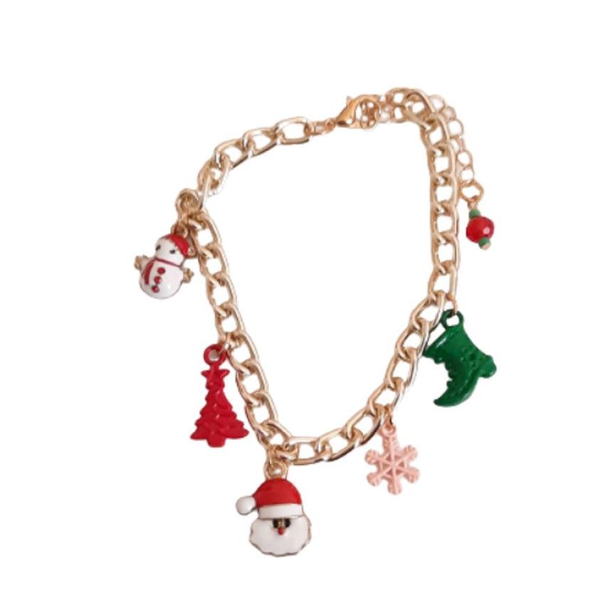 Gold Tone Bracelet With Christmas Charms