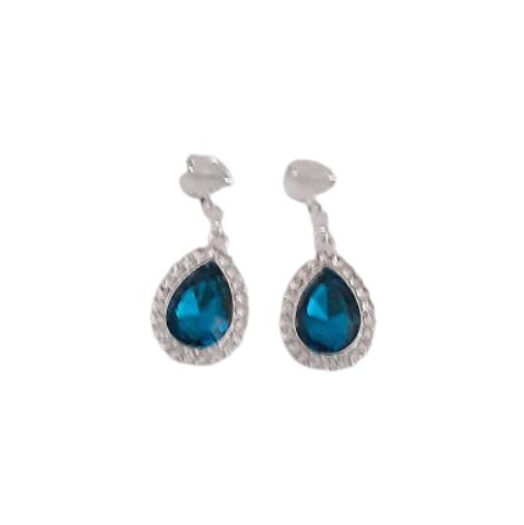 Gorgeous Teal Blue Diamante Clip On Earrings