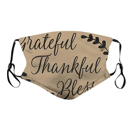 Grateful, Thankful, Blessed Long Face Mask