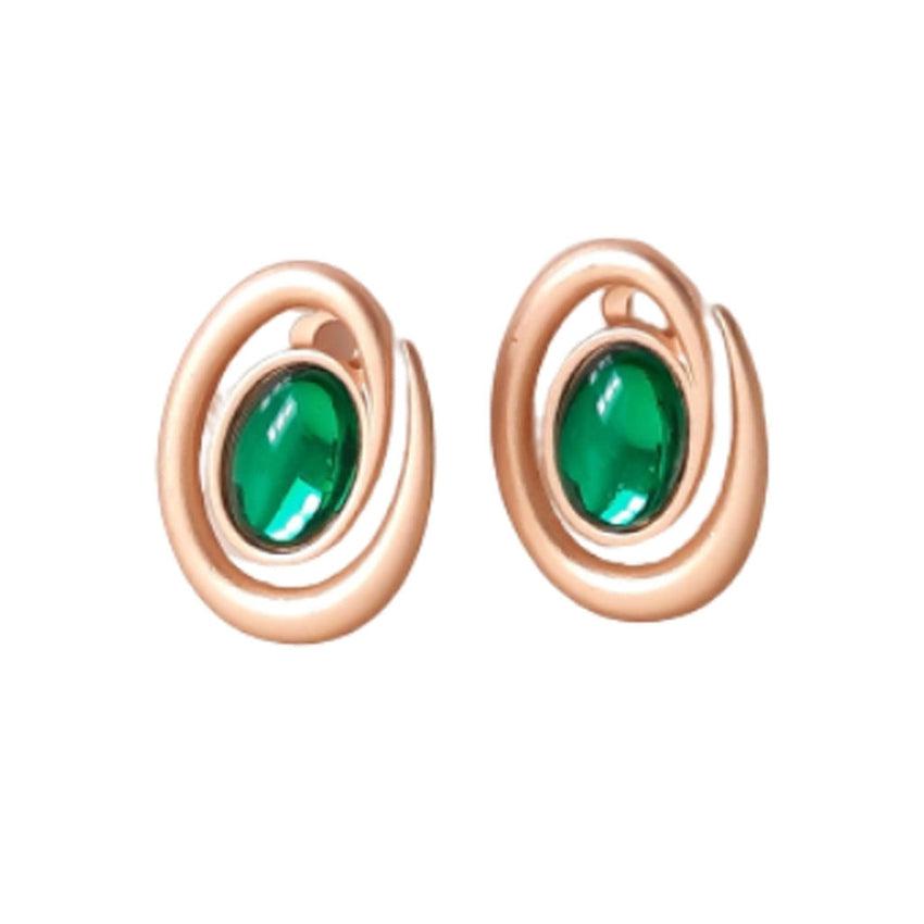 Green Centre Gold Swirl Clip On Earrings