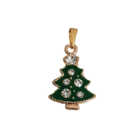 Green Diamante Christmas Tree Necklace