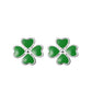 Green Enamel Four Clover Earrings