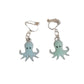 Green Enamel Octopus Clip On Earrings