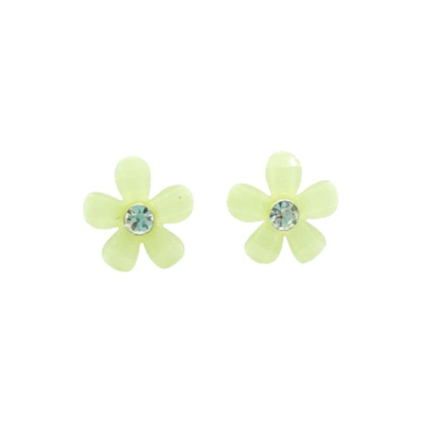 Green Flower Design Stud Earrings