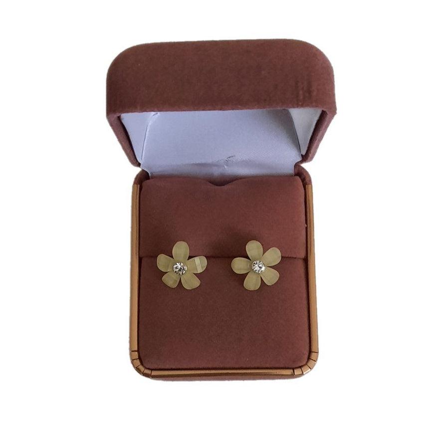 Green Flower Design Stud Earrings