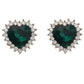 Green Heart Diamante Clip On Earrings