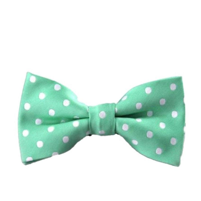 Green With White Spots Boys Adjustable Bow Tie