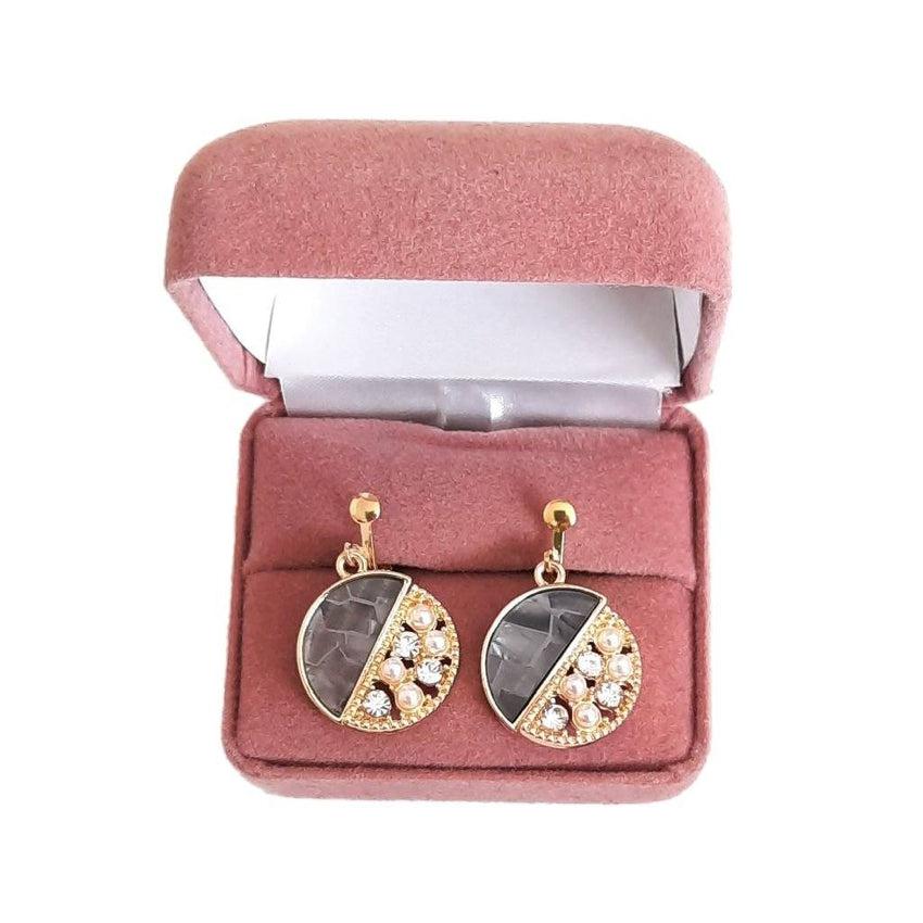 Grey And Pearl Bead Clip On Earrings