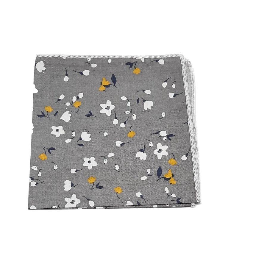Grey Floral Pocket Square Hanky