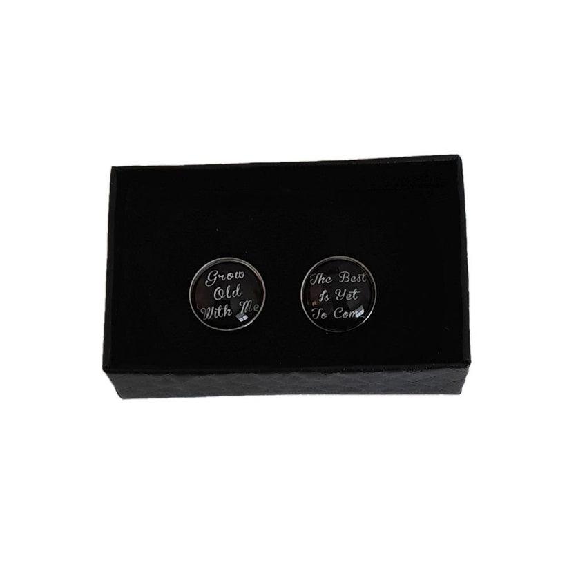 Grow Old With Me The Best Is Yet To Come Black Cufflinks