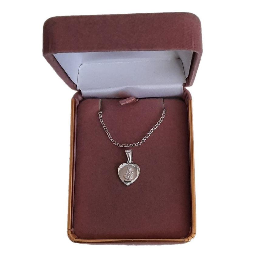 Heart Shaped Polished Virgin Mary Small Silver Pendant