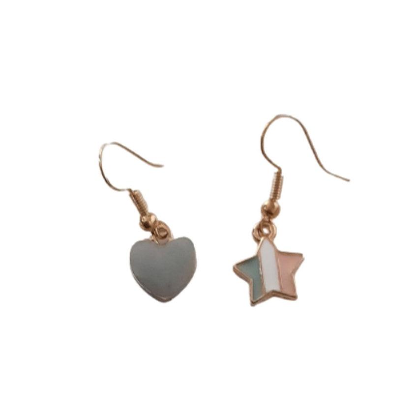 Heart And Star Hook Drop Earrings
